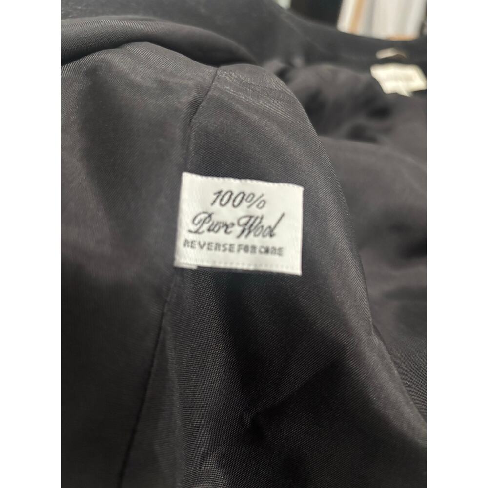 Jones New York wool long trenchcoat sz 14 W black minimalist old money  flaw - Picture 7 of 11